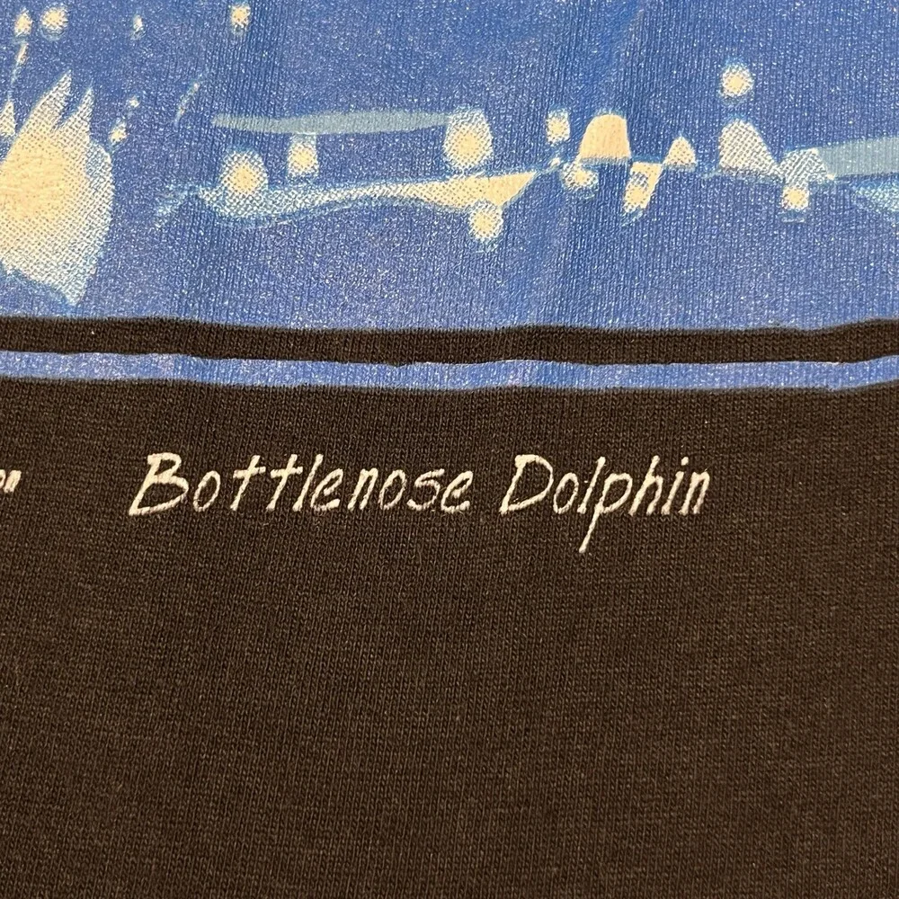 Vintage Dolphin Art Shirt 90s Human-I-Tees Harlequin Extinction Is Forever USA